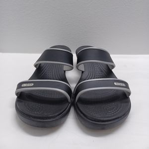 Crocs Madeira women's sandals doble strap wedge black-silver size 9w